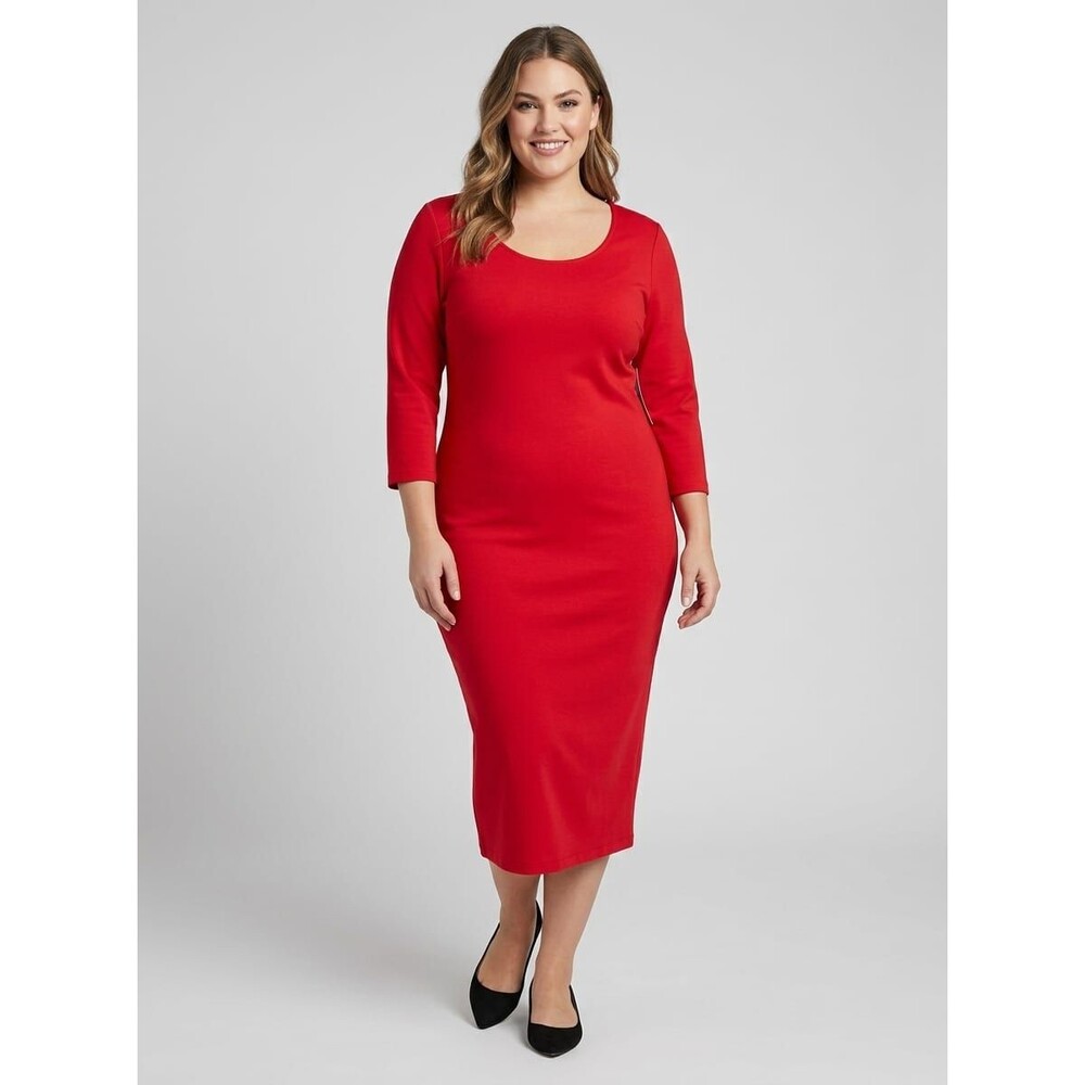 NY&C New York & Company Red Scoop Neck Midi Dress XL New With Tags NWT